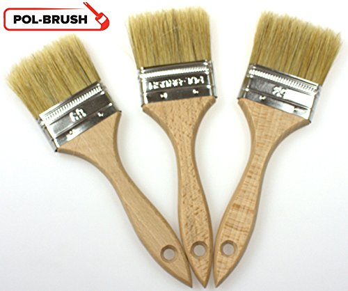 Flachpinsel Lackierpinsel Malerpinsel 3-er Set mit Holzgriff Größe: 63 mm/14 mm – Ansicht 3