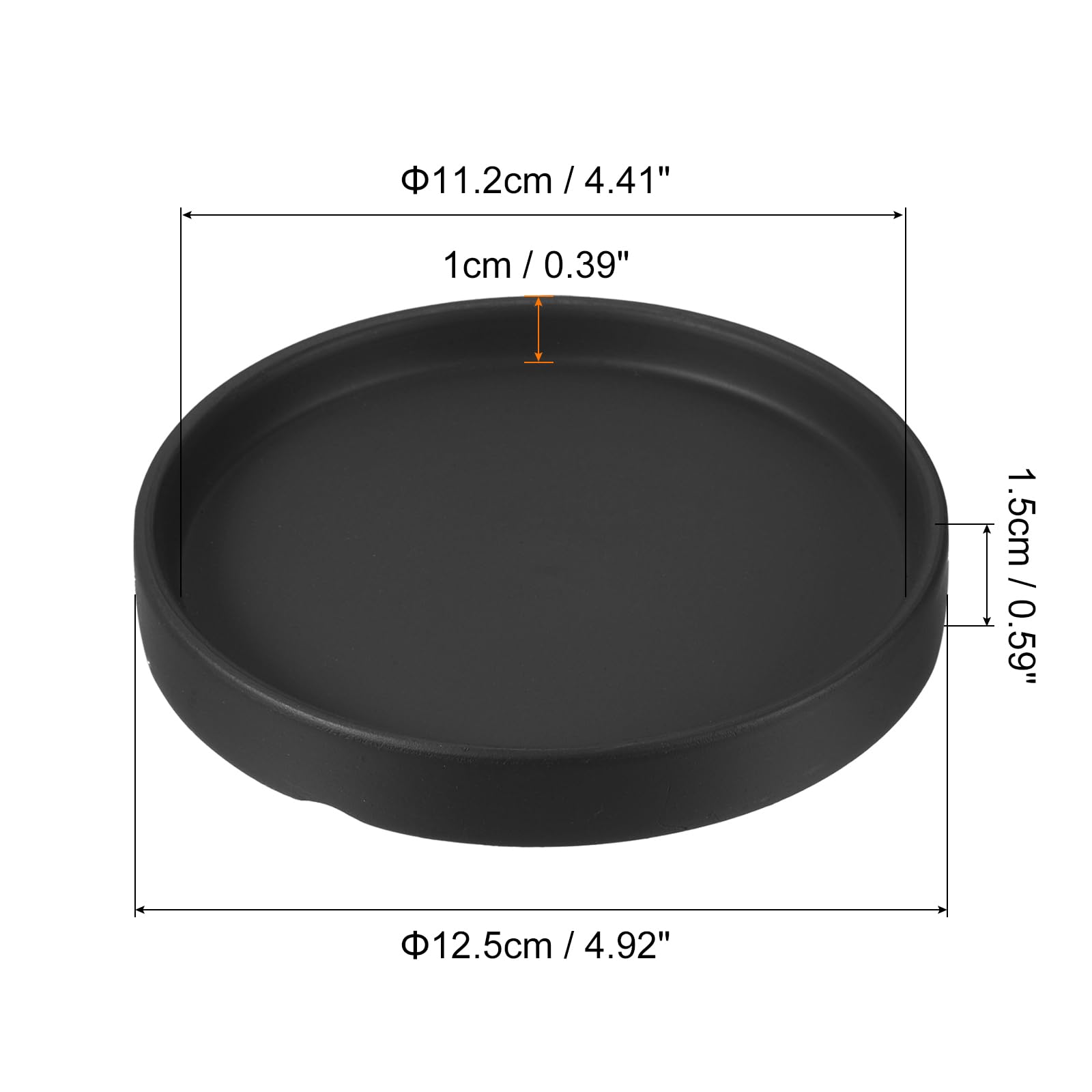 PATIKIL Plant Pot Saucer 5 Inch OD, Ceramic Round Flower Drip Tray for Indoor Outdoor Black, 5" - Image 2