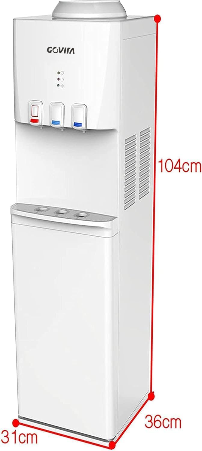 Dispensador de agua fría y caliente. De suelo. Con mininevera para bebidas