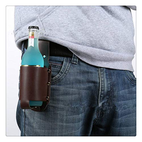 Funda portátil para cinturón de cerveza, bolsa de cinturón de cerveza, botellas de vino, soporte para latas de bebidas (marrón)