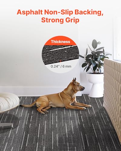 Image of VEVOR Carpet Tiles Reusable 24x24 inch, 24 PCS Modular Carpet Square Rug, Commercial Floor Soft Padded for Seamless Cover 96sq.ft, Easy DIY Replacement for Living Room Bedroom Office Indoor,Gray