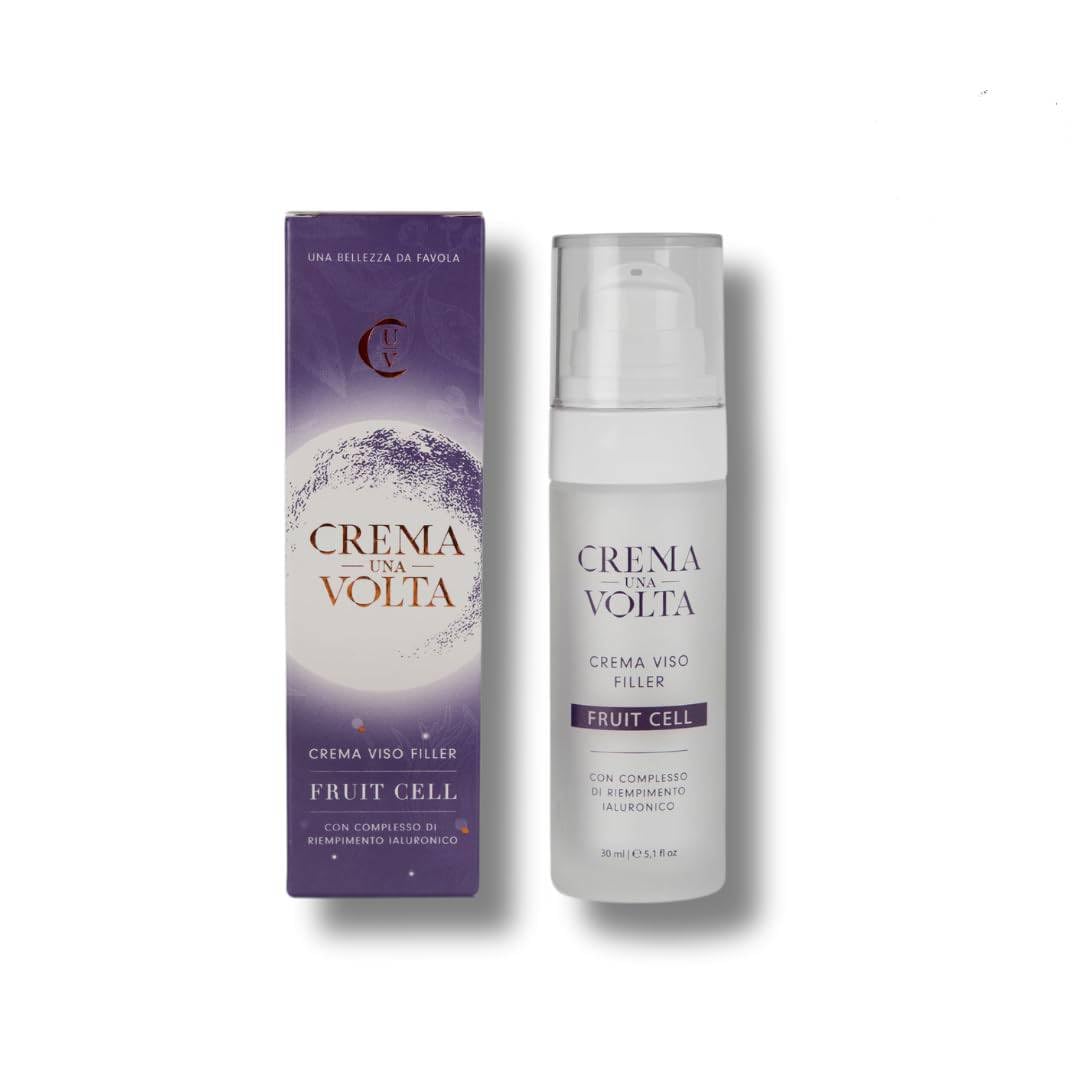 CremaUnaVolta Crema Viso Filler - Fruit Cell - con Acido Ialuronico e Cellule Vegetali – Idratante, Anti-età, Rimpolpante e Illuminante – Pelle Secca, Sensibile e Spenta – 30 ml