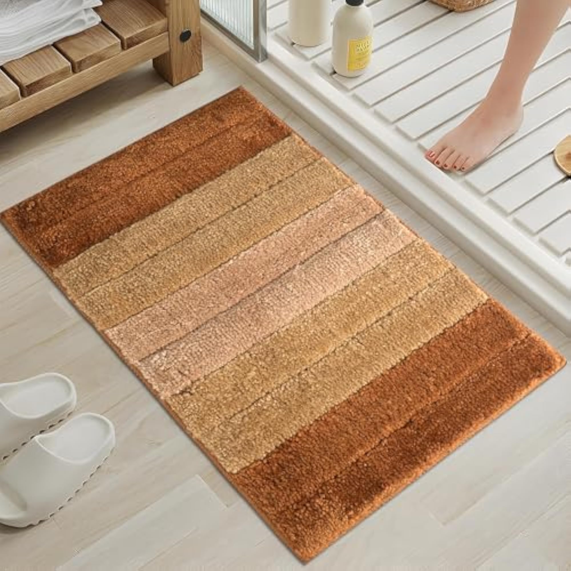Microfiber Water Absorbent Bathroom Mats, Anti Slip Pack of 2