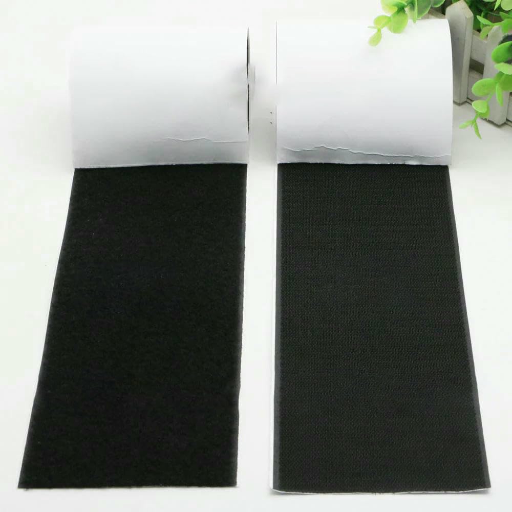 Nastro adesivo resistente da 150 mm, con gancio e passante, con nastro adesivo in gomma, con colla per fai da te, nero, gancio da 5 m