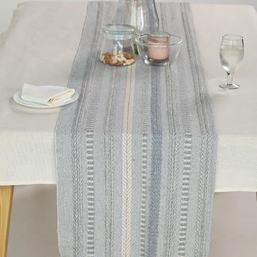 The Art Box Boho Cotton Fabric Table Runner Gray
