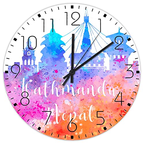 Autravelco Nepal Map Wall Clock 12" Non-Ticking Home Decor