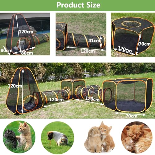 Túnel para gatos al aire libre, 6 en 1 para gatos y animales pequeños, túneles grandes para gatos para jugar en interiores y exteriores, versátil casa de juegos para mascotas y tiendas de campaña