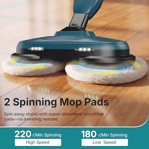 Image of OLIXIS Steam Mop, All-in-One Scrubbing Steam Mops for Floor Cleaning with Rotating Pads, Floor Steamer with 2 LED Lights, 4 Cleaning Modes, Swivel Steering, 16.4 FT Cord, Safe for Hardwood and Tile
