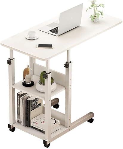 高さ調節可能な病院用ベッドテーブル、滑らかでロック可能なキャスター付きコンピュータデスク、医療用ベッドサイド、ラップトップカートとして機能、学習読書食事 寝室のリビングルームで使用できます介護用ベッド日オーバーベッドテーブル (A)