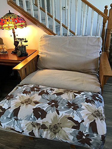 Octorose Upholstery Fabric And Bonded Micro Suede Reversible 3 Side Zipper Sofa Bed Futon Chair Loveseat Covers Patio Chair Box Cushion Slipcover (Canvas-Bluemix, Chair(28X54+6Inch)) #TOP1