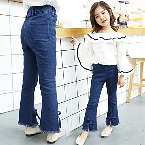 Yiqinyuan Flare Jeans Pants for Girls Spring Denim Elastic Waist Children's Jeans Casual Bowknot Jeans Pants3