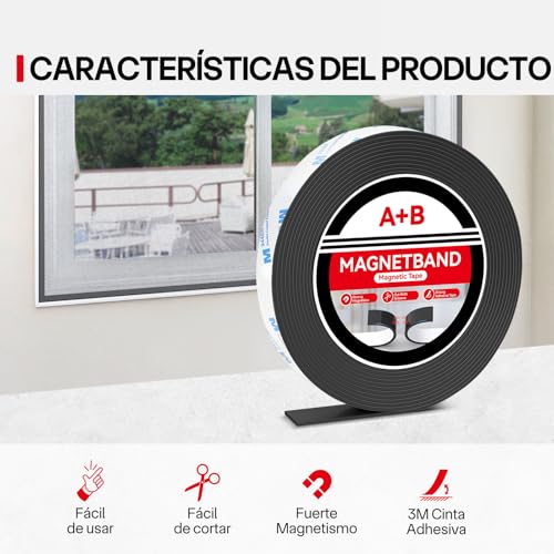 Miniatura 2 de Fixchord Cinta Magnética Autoadhesiva, Cinta Magnética Fuerte, Cinta Magnética Adhesiva Para Mosquiteras, Cortinas, Diy Y Más, Tiras Magnéticas 6m 15mm