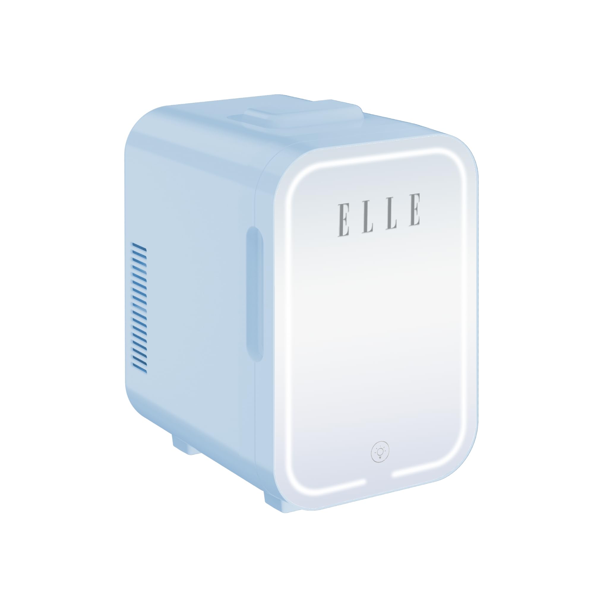 ELLE Mini Frigo Cosmetico 8L con Specchio LED - Frigorifero Bellezza Caldo & Freddo per Skincare, Cura del viso, Cosmetici, Sieri, Maschere e Bevande, Illuminazione LED Integrata - Blu