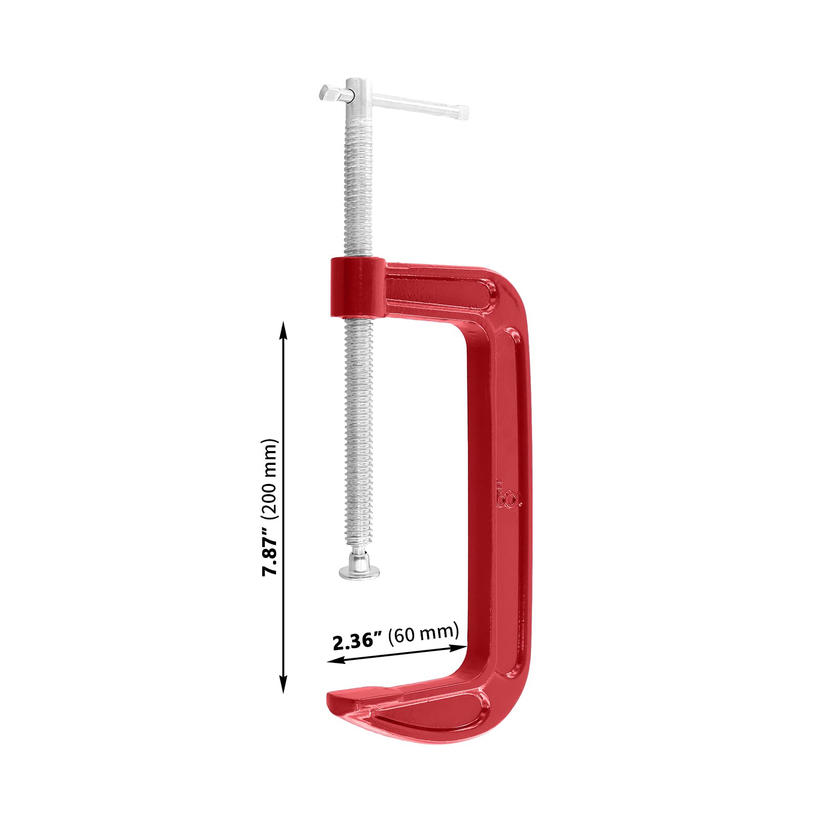 4 abrazaderas C rojas de 8 pulgadas, abrazadera G de hierro maleable, abrazaderas G pequeñas con mango en T deslizante para carpintería y construcción de soldadura