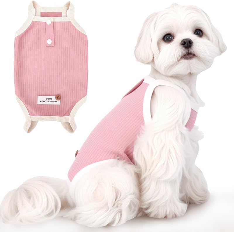 Dog Recovery Suit Dogs Onesie for Surgery Protective Post-Surgery Suit Female for Small Dogs & Puppy Pink Pink Size S