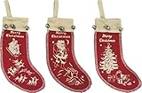 Retro Christmas Felt Stocking Ornaments Set of 3