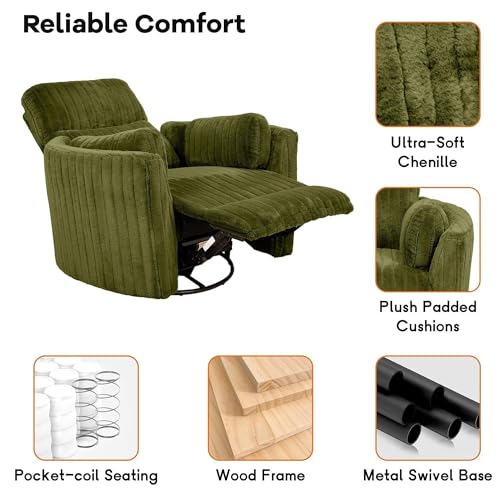 Sillón reclinable plegable chenille verde miniatura 6