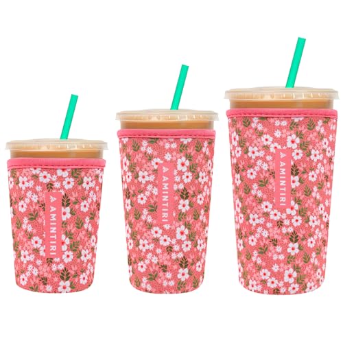 Image of 3 Pack Reusable Sleeve for Iced Coffee Cup, Coffee Neoprene Sleeve for Iced&Hot Drinks, Coffee Sleeve Compatible with Starbucks, Dunkin Coffee Cup. (Blushing Pink)