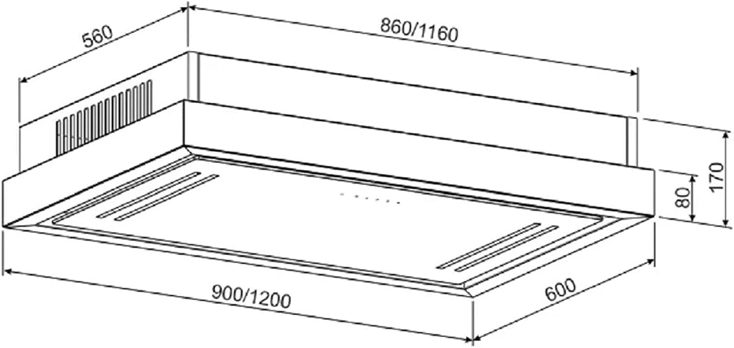 GURARI 343 WH 120, campana extractora empotrada 90 cm, cristal blanco/blanco/motor EBM/succión potente 1000 m³/campana de aire pulsado/ionización/campana de techo