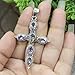 Amethyst Pure 925 Sterling Silver Cross Pendant Necklace Handmade Statement Design Purple Stone Pendant Birthday Gift Jewelry For Men And Women