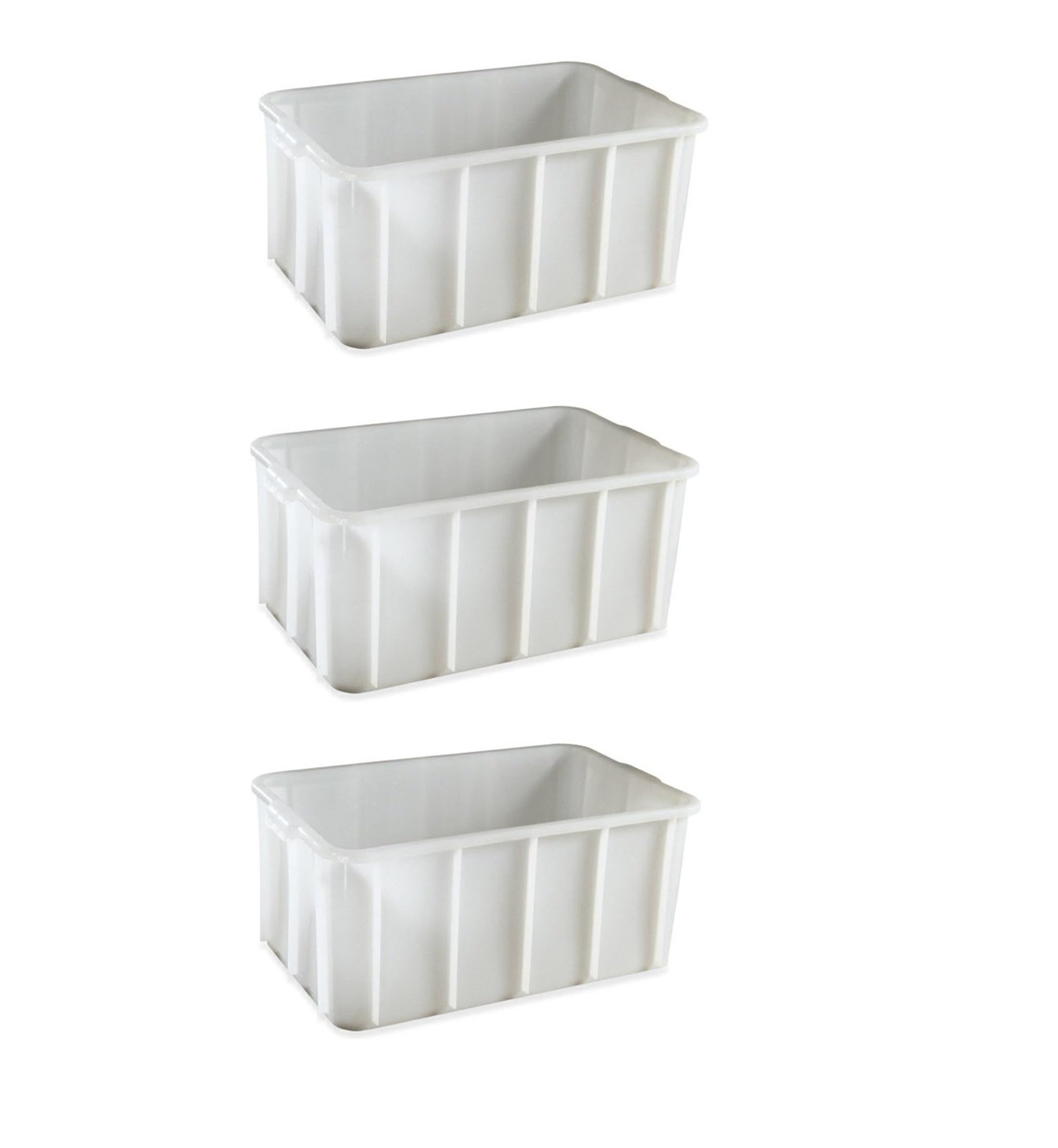 3 Bacinelle bacinella Industriale Alta 30 Litri 52x42x20 cm per Uso Industriale, Ideale per l'agroalimentare, sovrapponibile e in plastica Materiale di Prima Scelta