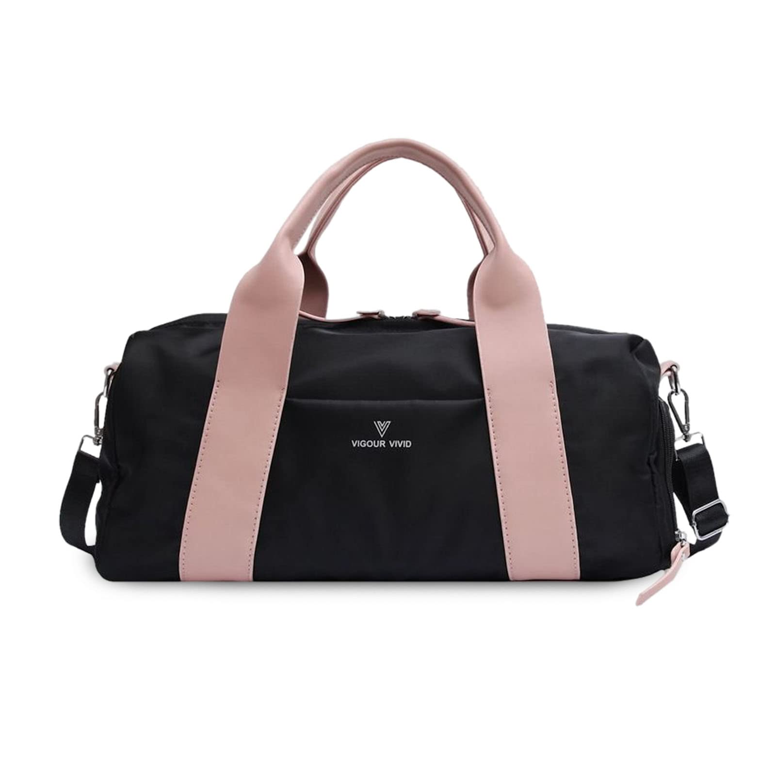 FANDARE Unisex Borsone da Viaggio Borsa Palestra Borsa Sportivo Weekender Borsone Piscina Nascita Ospedale Borsa a Spalla con Scomparto Scarpe & Tasca di separazione bagnata e asciutta Nero Rosa