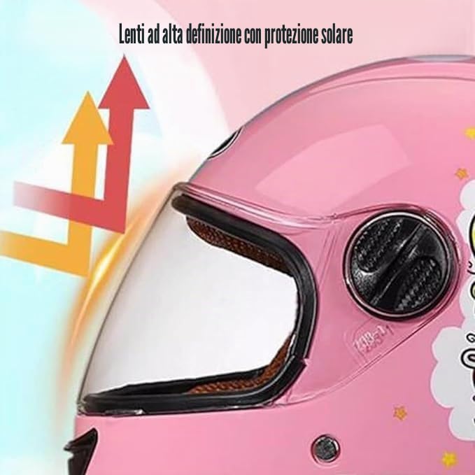 Casco moto integrale per bambini, casco scooter omologato con visiera parasole e sciarpa rimovibile, casco scooter per ragazzi e ragazze dai 3 ai 12 anni