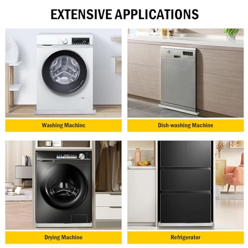 Image of GarveeTech 28 in x 30 in Washing Machine Pan for Washer Dryer and Small Appliances, Large Size Washing Machine Tray with 4 Pcs Anti-Vibration Feet, 304 Stainless Steel, No Hole Desgin