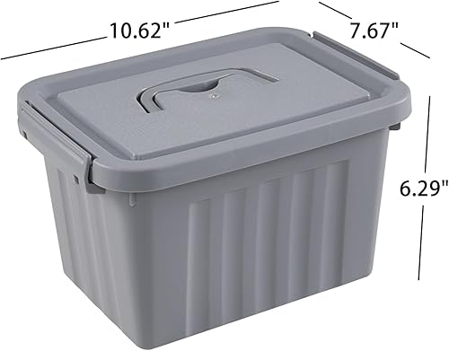 Miniatura 2 de Contenedores de almacenamiento de plástico gris de 6 cuartos con tapas, caja de cierre de almacenamiento, 6 paquetes