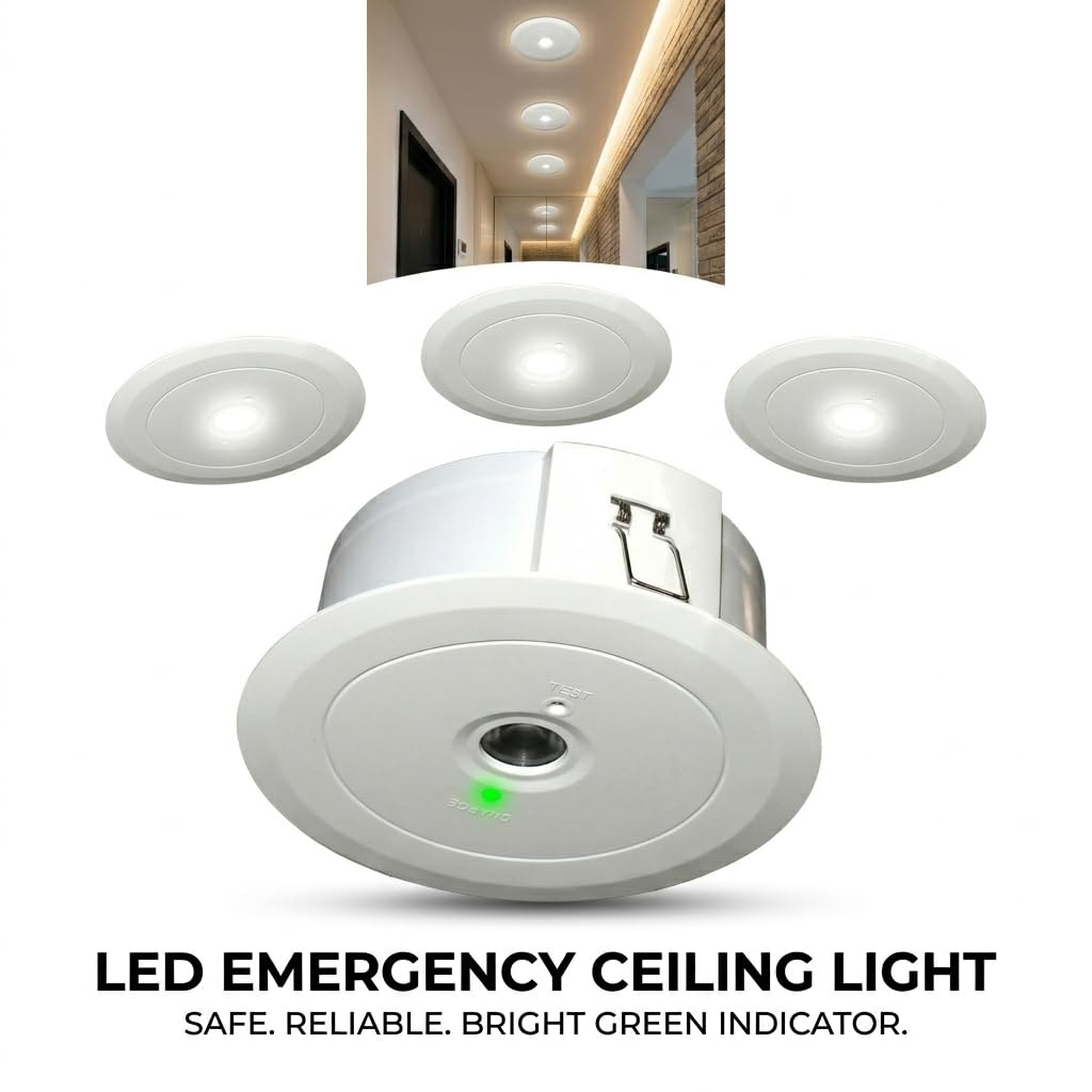 BARCELONA LED Luz de Emergencia LED Empotrable 2,5W 150lm con Batería Ni-mH 3,6V 0,6Ah, Autonomía 3 Horas, IP20, Ideal para Hogar, Oficina, Hoteles y Locales Comerciales Interiores