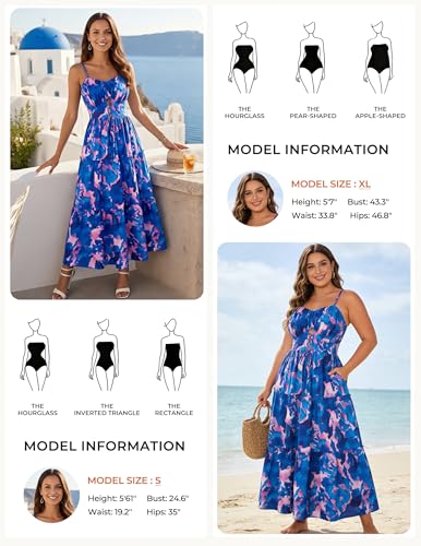 Image of GRACE KARIN 2026 Women's Spaghetti Vacation Sundress Summer Beach Flowy Boho Floral Maxi Dresses with Pockets