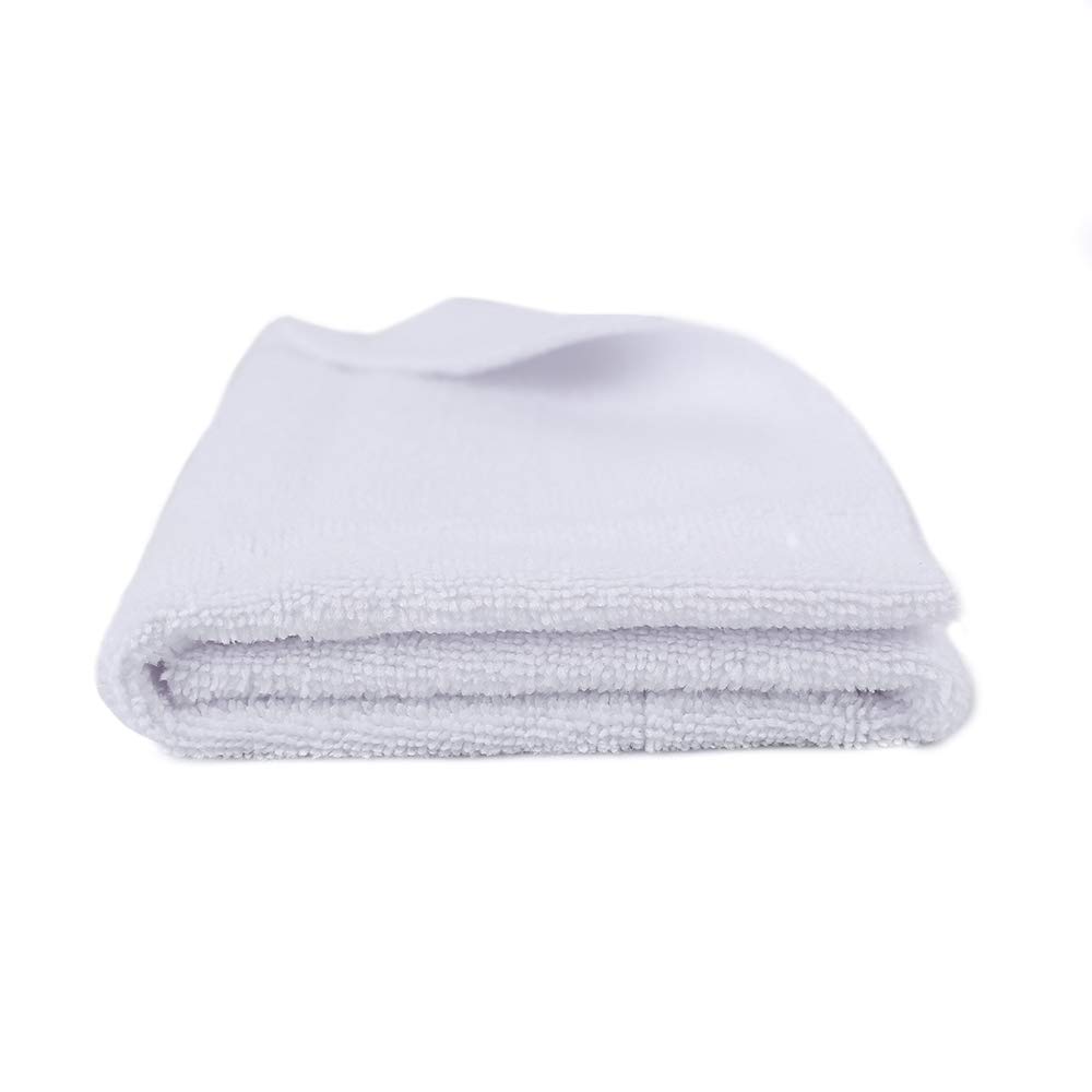 SGCB 16” x 16” Premium Car Edgeless Microfiber Towel 380GSM Absorbent Fine Grade Microfiber Clean Cloth Pro Car Wash Drying Towel for Car Bath Cleaning Waxing Coating Detailing - White, 1 Pack