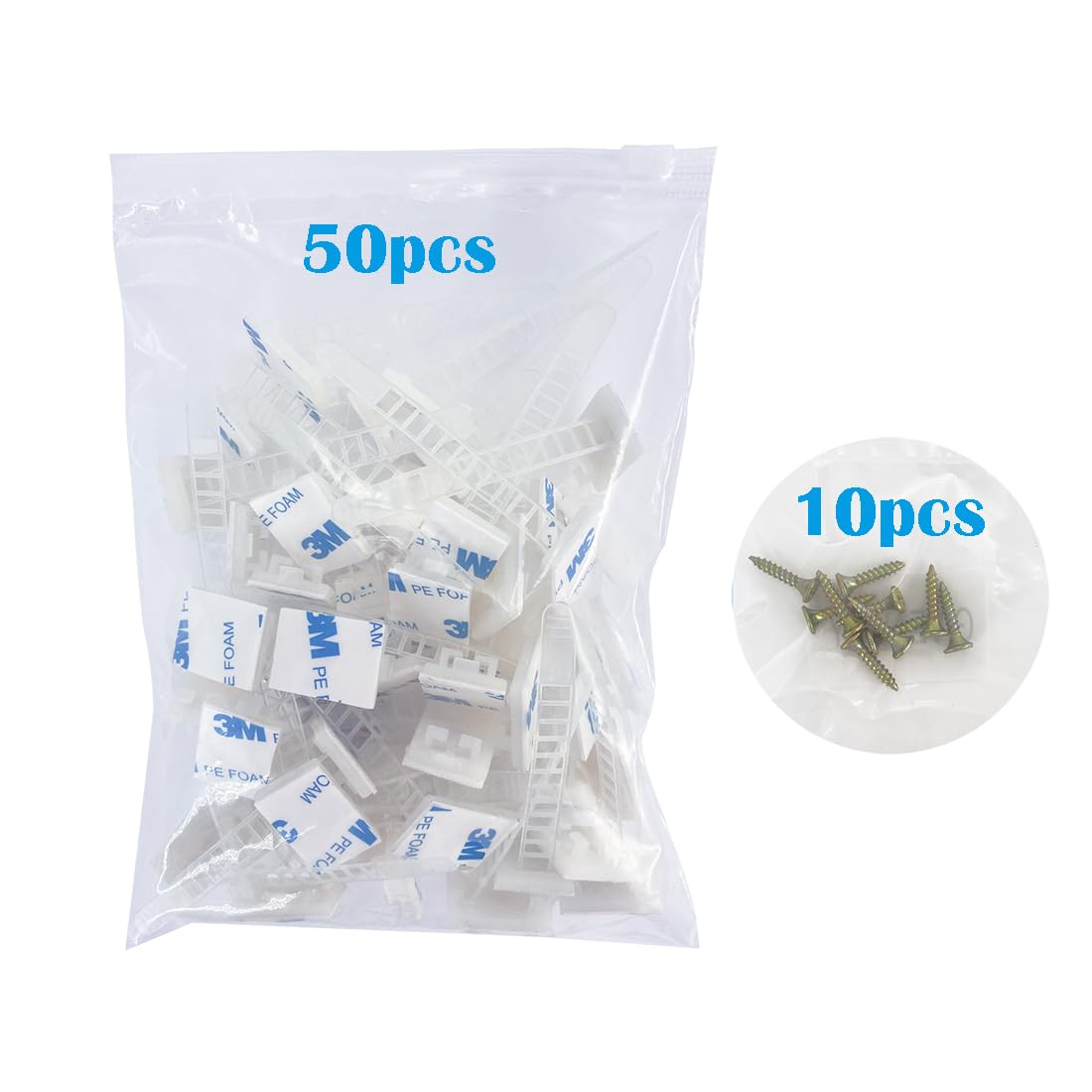 50 Stück Kabelclips Selbstklebend | Verstellbare Kabelbinder Organizer | Für Kabelmanagement Weiß