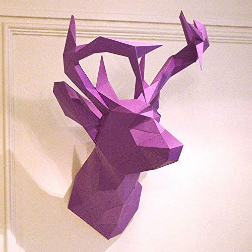 Myrclzz Diy Handmade Deer Head Origami Wall Hanging 3d Three Dimensional Paper Crafts Suitable For Christmas Party Halloween Home Decoration