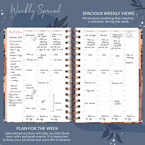 Image of PLANBERRY Hourly Schedule Planner Premium - Undated Weekly Organizer with Time Slots & Monthly Budget - Time Management, Goal Setting, to-Do List & Habit Tracker - 6.9 inchx8.5 inch (Tropical Night, A5, 2020)