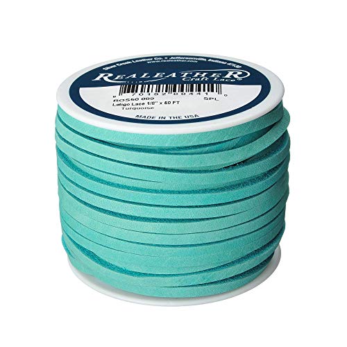 Realeather Latigo Leather Lace for Crafts and Jewelry Making, 1/8" x 50', Turquoise by Realeather - Used condition - US$11.29