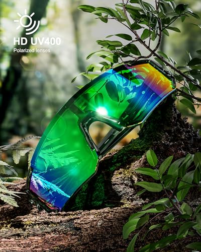 Image of Polarized Sports Sunglasses for Men Women, UV400 Protection Mens Sunglasses Wrap Around Sun Glasses for Cycling Running