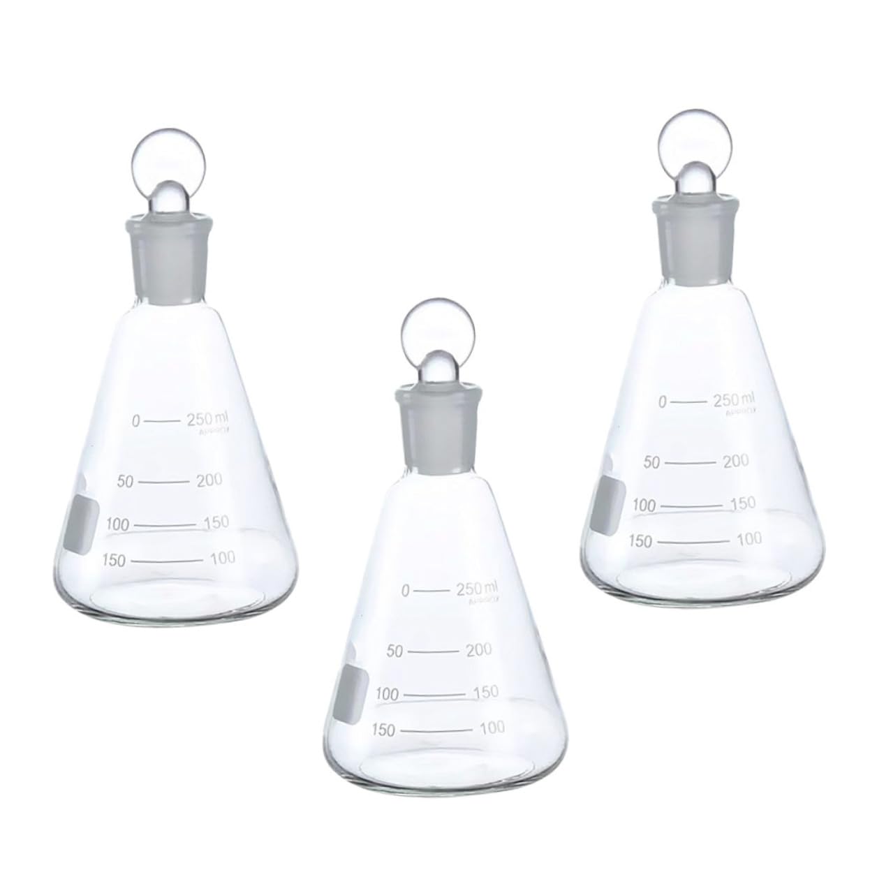 SOLUSTRE 3pezzi Beuta Conica in Vetro Beuta Per Esperimenti Scolastici Da Laboratorio Conica Ispessita Forniture Da Laboratorio