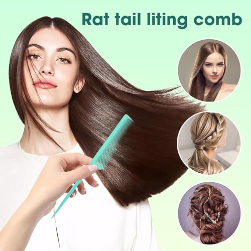 Kunihiko 3Pcs Rat Tail Comb 9Inch Peines para Mujeres miniatura 5