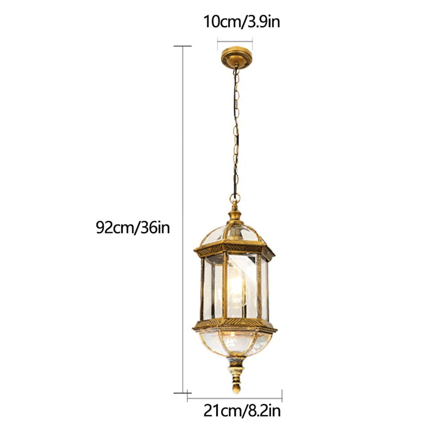 Lampe Suspendue extérieure rétro IP55 Lampe à Suspension extérieure étanche E27 en Aluminium, Lanterne Suspendue extérieure Antique Rustique en Verre pour Porche Villa pavillon loft entrée