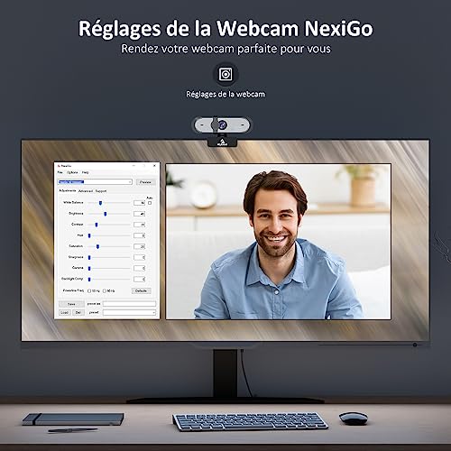 Webcam pour PC NexiGo N660P avec micro intégré pour télétravail efficace