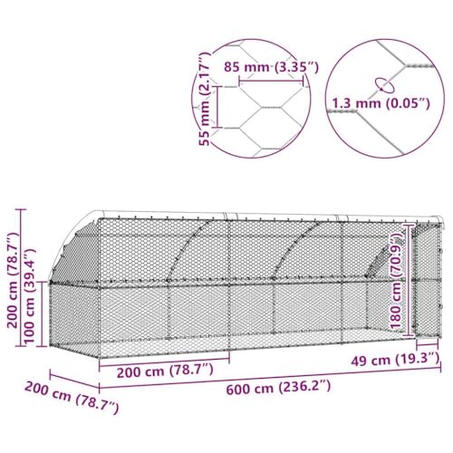 vidaXL Hundekäfig 3 pcs Silber 6 x 2 x 2 m Verzinkter Stahl, Moderne Hundehütte, Regenfeste Hundehütte, Robustes Haustierhaus, Wetterfeste Unterkunft, Sicherer Außenbereich, Stylishe Unterbringung