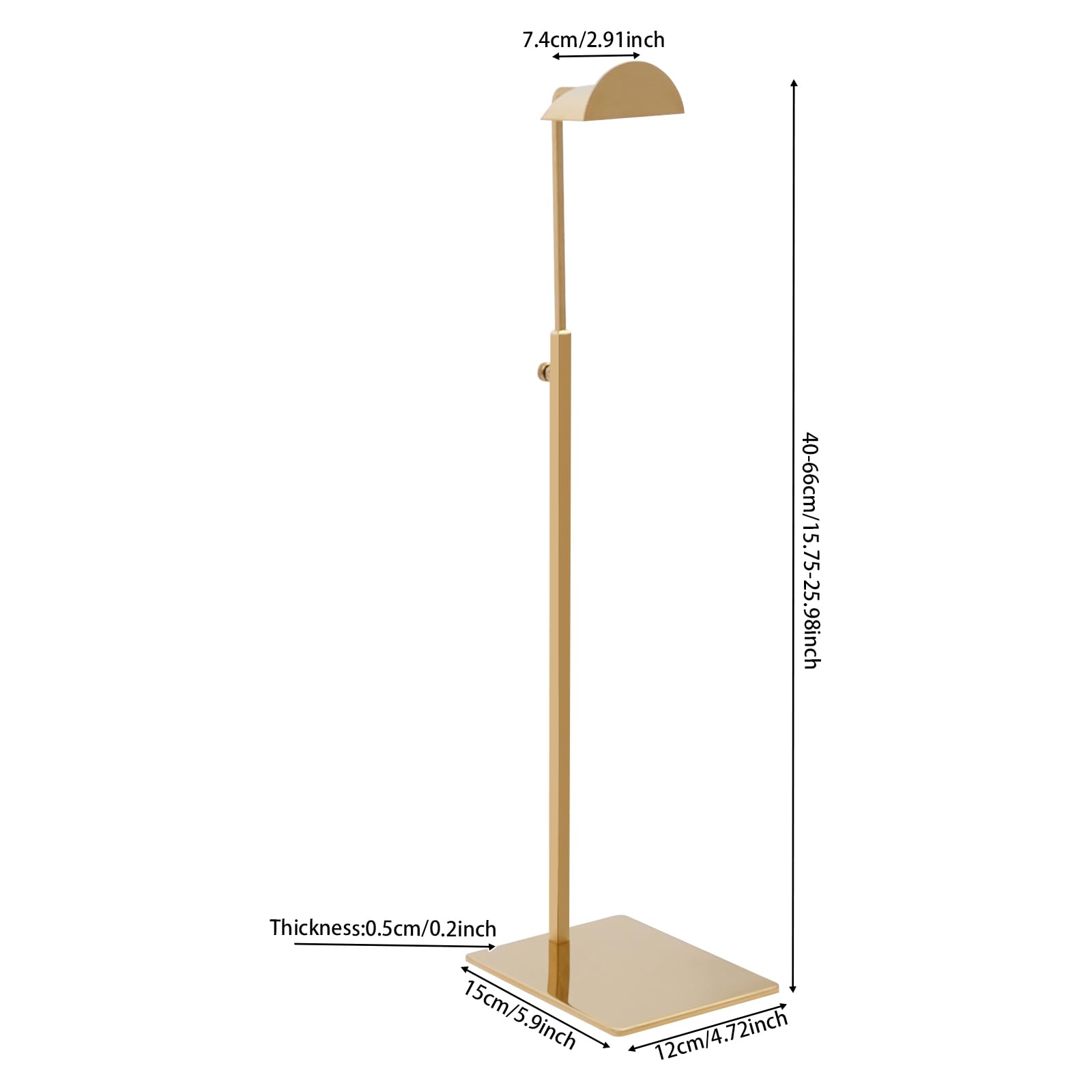 6 supporti per borsa con altezza regolabile, in metallo, grande supporto a testa a D, regolabile in altezza, 40-66 cm, portata 5 kg per pezzo (oro)