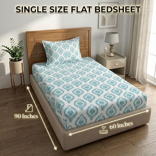 Image of Mafatlal Grace Cotton Single Bedsheet Combo Pack of 2 with Pillow Covers | 180 TC Smooth Lightweight Cotton | Modern Bedroom Linen for Daily Use | Midnight Blue & Violet Purple