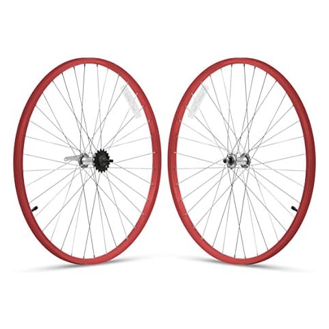 Firmstrong Beach Cruiser Bicycle Wheel Set, Front & Rear, red Cover