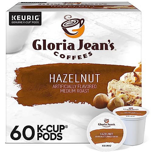 Gloria Jean's Hazelnut Keurig Single-Serve K-Cup Pods, Medium Roast Coffee, 60 Count (6 Packs of 10)