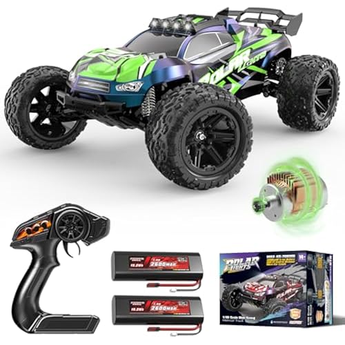 1:10 Big Rc Cars 18-Inch,Fast Remote Control Car Trucks,45+KM/H RC Off-Road Electric Truck, Includes 2 Rechargeable 2600mAh Batteries, Rc Cars for Adults & Boys