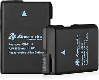 EN-EL14 EN-EL14A Battery,Powerextra 2 Pack 1500mAh Nikon Battery Compatible with Nikon D5600 D5500 D5300 D5100 D5200 D3500 D3400 D3300 D3200 D3100,Coolpix P7100 P7700 Cameras Battery