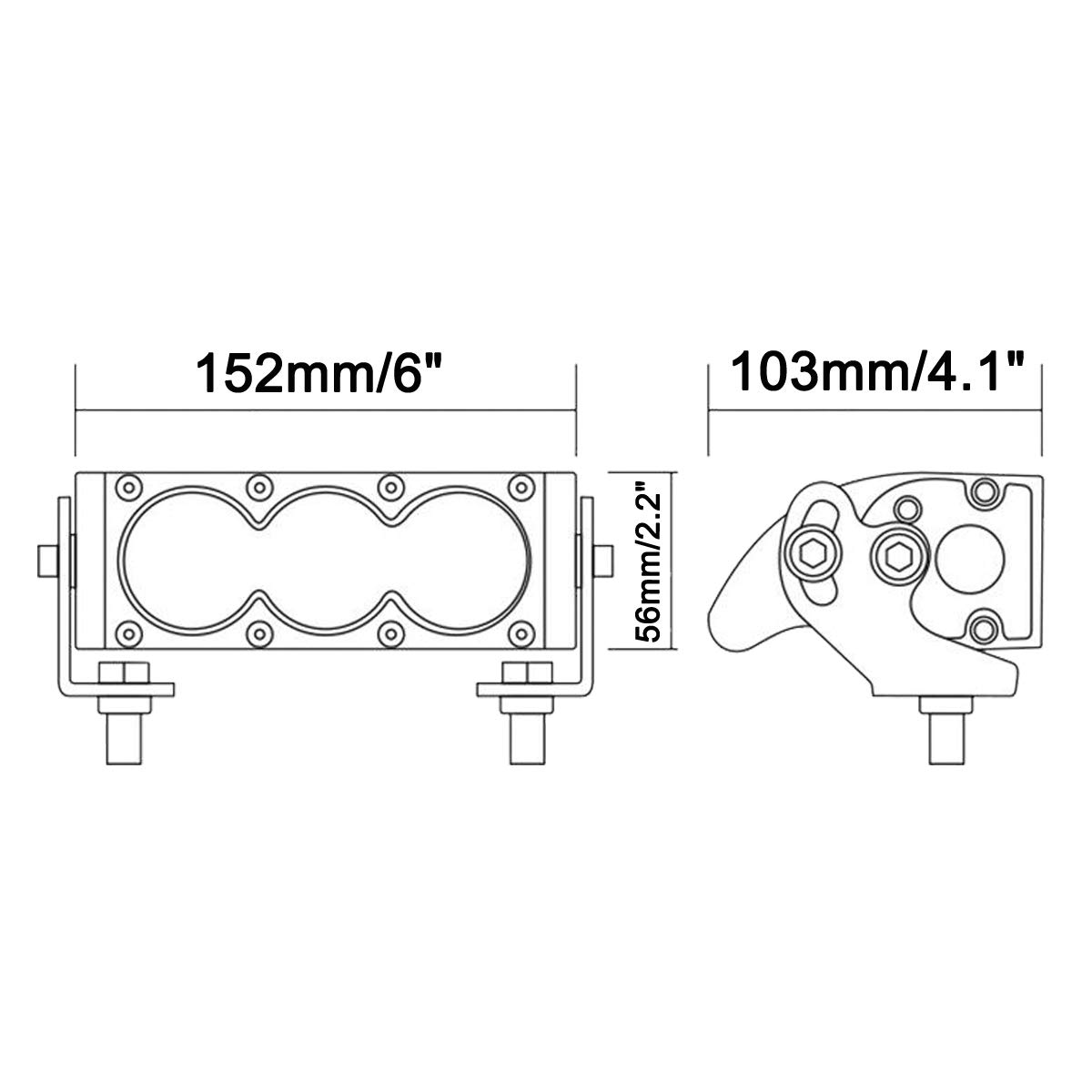Lightronic - Lámpara de trabajo led CREE de 15 cm, 30 W, 3 x 10 W para todoterreno, 4 x 4, camión, lente de inundación