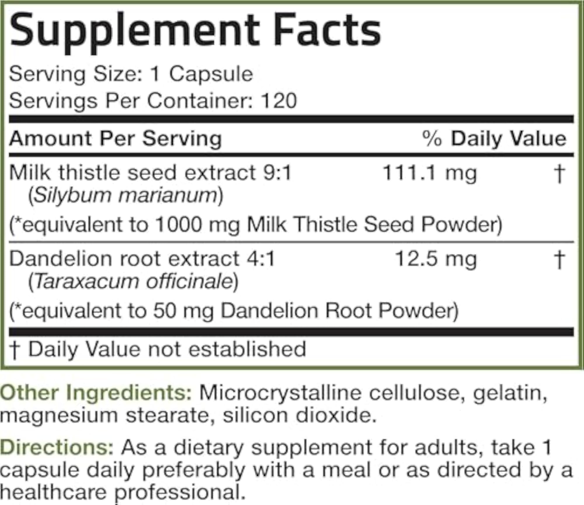 Milk Thistle Capsules, 120 Capsules